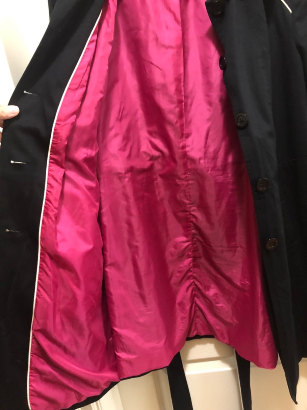 Lane Bryant 18/20W black cotton trench belted lined with pink - Picture 5 of 6